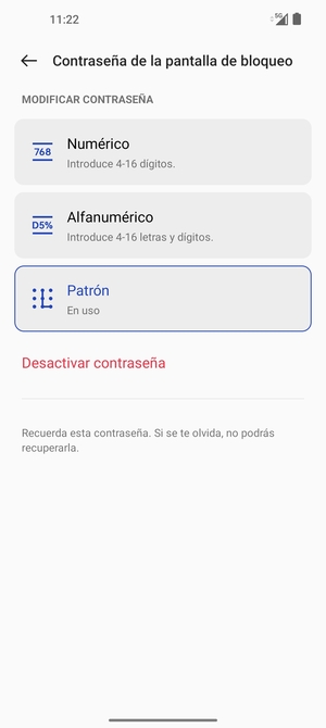 El teléfono ha sido asegurado con un bloqueo de pantalla