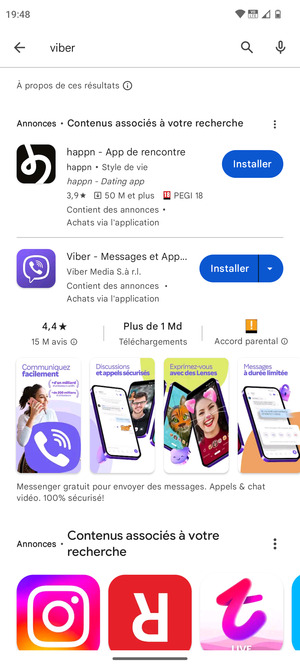 Sélectionnez l'appli