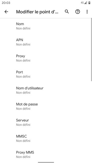 Saisissez les informations Internet