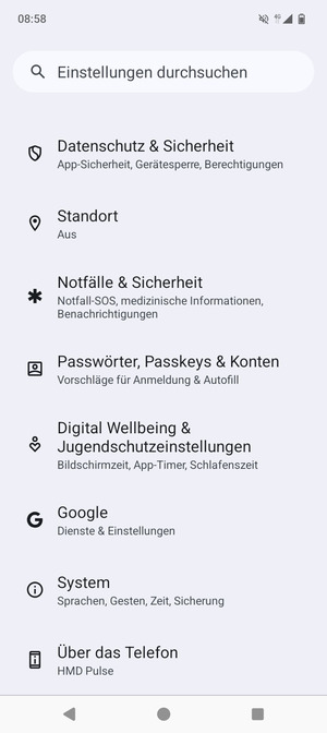Scrollen Sie und wählen Sie  Datenschutz & Sicherheit