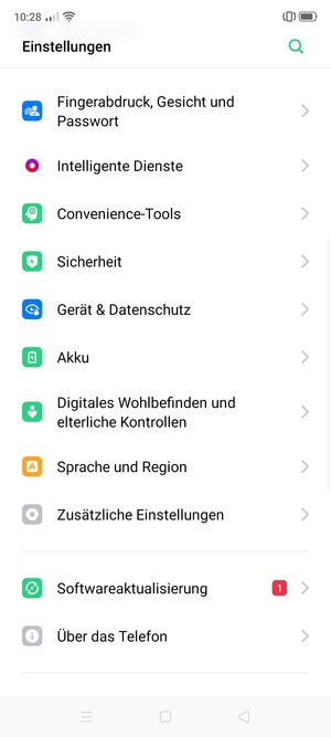 Scrollen Sie und wählen Sie Gerät & Datenschutz