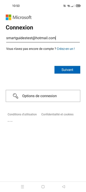 Saisissez votre adresse e-mail et sélectionnez Suivant