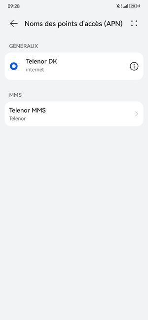 Sélectionnez le bouton du Menu