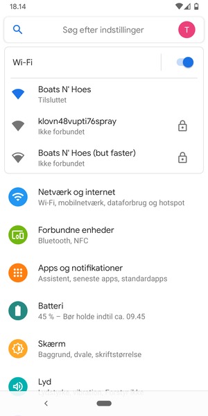 Du er nu tilsluttet Wi-Fi netværket