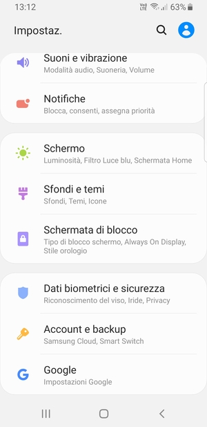 Scorri e seleziona Dati biometrici e sicurezza