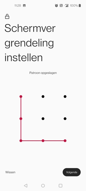 Teken een ontgrendelingspatroon en selecteer Volgende