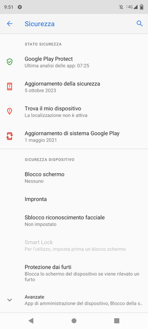 Seleziona Blocco schermo