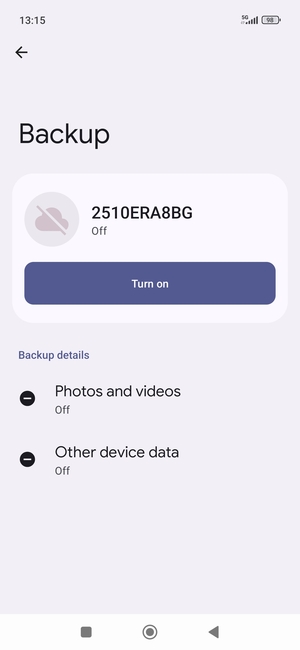 Select Turn on