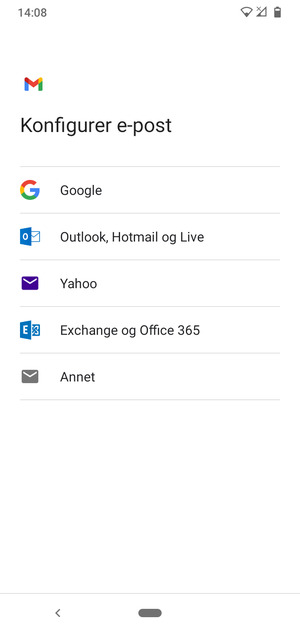 Velg Exchange og Office 365
