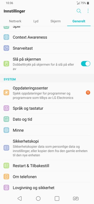 Bla til og velg Sikkerhetskopi
