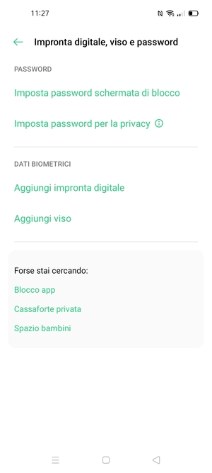 Seleziona Imposta password schermata di blocco