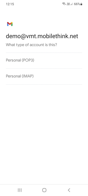 Select Personal (POP3) or Personal (IMAP)