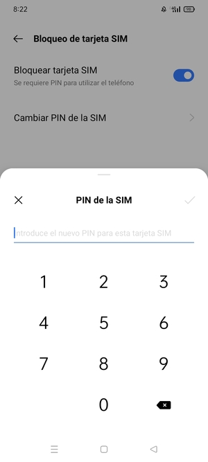 Introduzca su Nuevo PIN para esta tarjeta SIM y seleccione ACEPTAR
