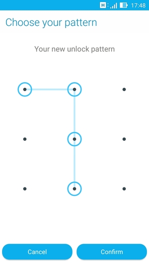 Draw the unlock pattern again and select Confirm