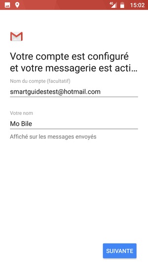 Donnez un nom à votre compte et saisissez votre nom. Sélectionnez SUIVANTE