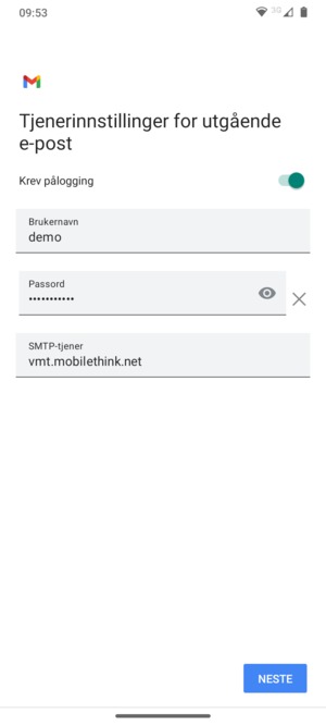 Skriv inn utgående serveradresse