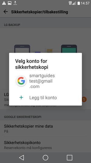 Velg sikkerhetskopi-kontoen din