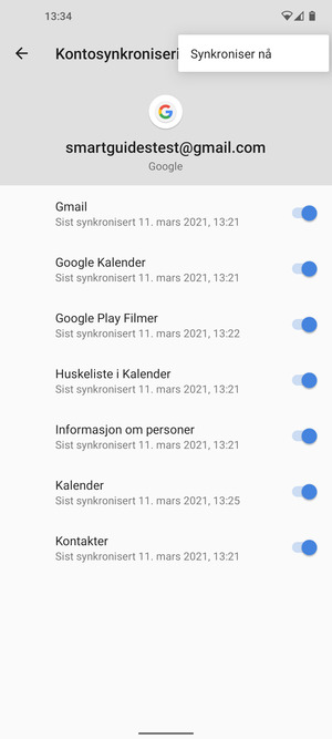 Velg Synkroniser nå