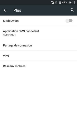 Sélectionnez Réseaux
mobiles