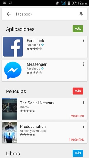 Seleccione la aplicación