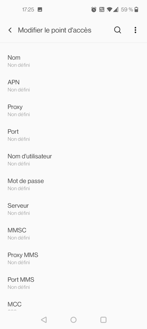 Saisissez les informations Internet