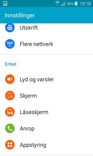 Gå tilbake til Innstillinger-menyen og velg Låseskjerm