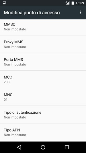 Scorri verso il basso e inserisci le informazioni di internet