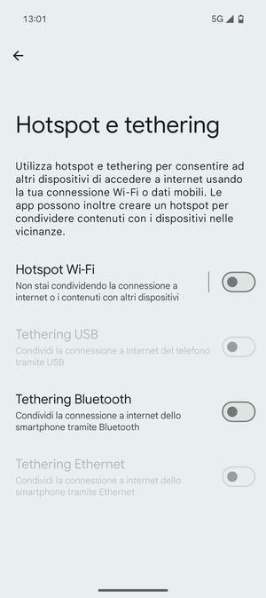 Seleziona Hotspot Wi-Fi