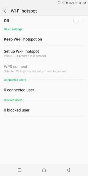 Select Set up Wi-Fi hotspot