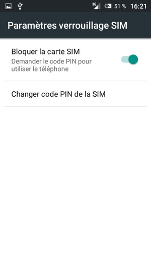 Sélectionnez Changer code PIN de la SIM