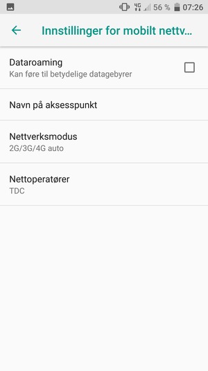 Velg Nettverksmodus