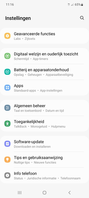 Scroll naar en selecteer Software-update