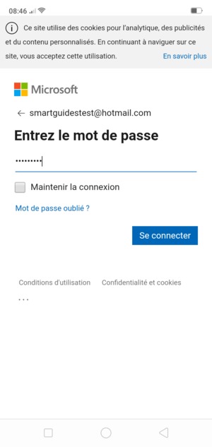 Saisissez votre mot de passe et sélectionnez Se connecter