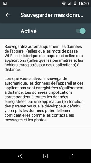 Sélectionnez le bouton Retour