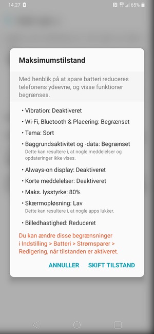 Vælg SKIFT TILSTAND