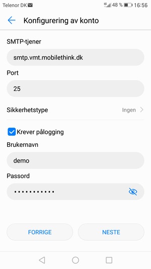 Skriv inn utgående serveradresse