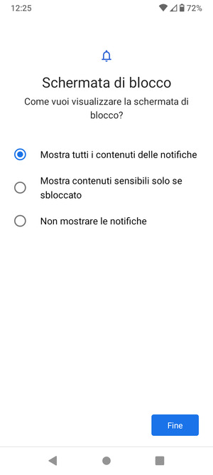 Seleziona la tua opzione preferita e poi Fine