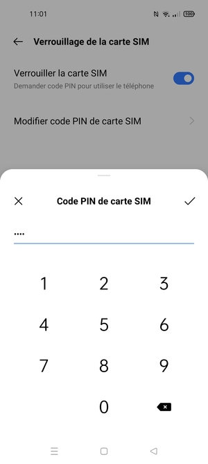 Veuillez confirmer votre nouveau code PIN de carte SIM et sélectionner OK