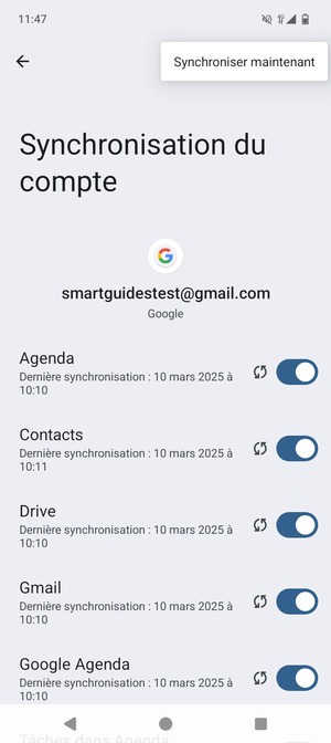 Sélectionnez Synchroniser maintenant