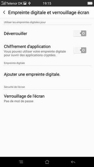 Sélectionnez Verrouillage de l'écran