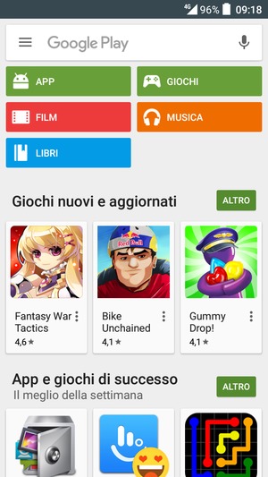 Seleziona la barra di ricerca