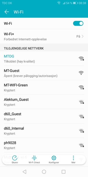 Du er nå koblet til Wi-Fi-nettverket