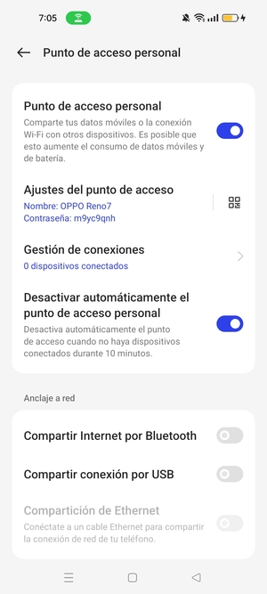 El teléfono ha sido configurado para su uso como módem