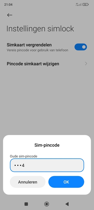 Voer uw Oude sim-pincode in en selecteer OK