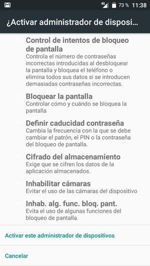 Desplácese y seleccione Activar este administrador de dispositivos