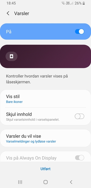 Velg ønsket alternativ og velg Utført