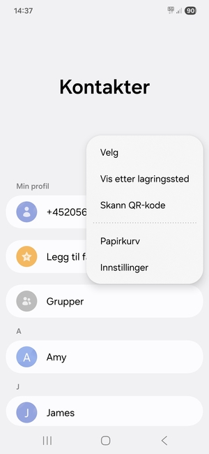 Velg Innstillinger