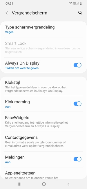 Selecteer Type schermvergrendeling
