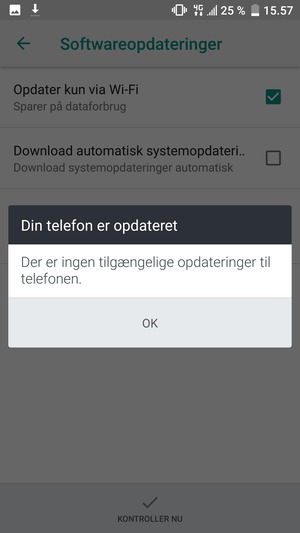 Hvis din telefon er opdateret, vælg OK