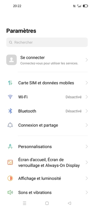 Sélectionnez Carte SIM et données mobiles